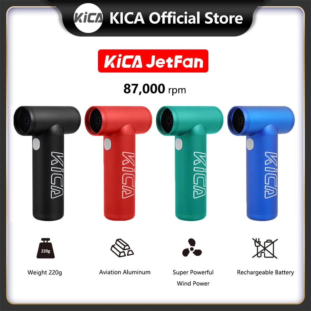 KICA Jetfan Portable Air Blower Electric Mini Turbo Fan Cordless Compressed Air Can Duster Computer Keyboard Camera Car Cleaner