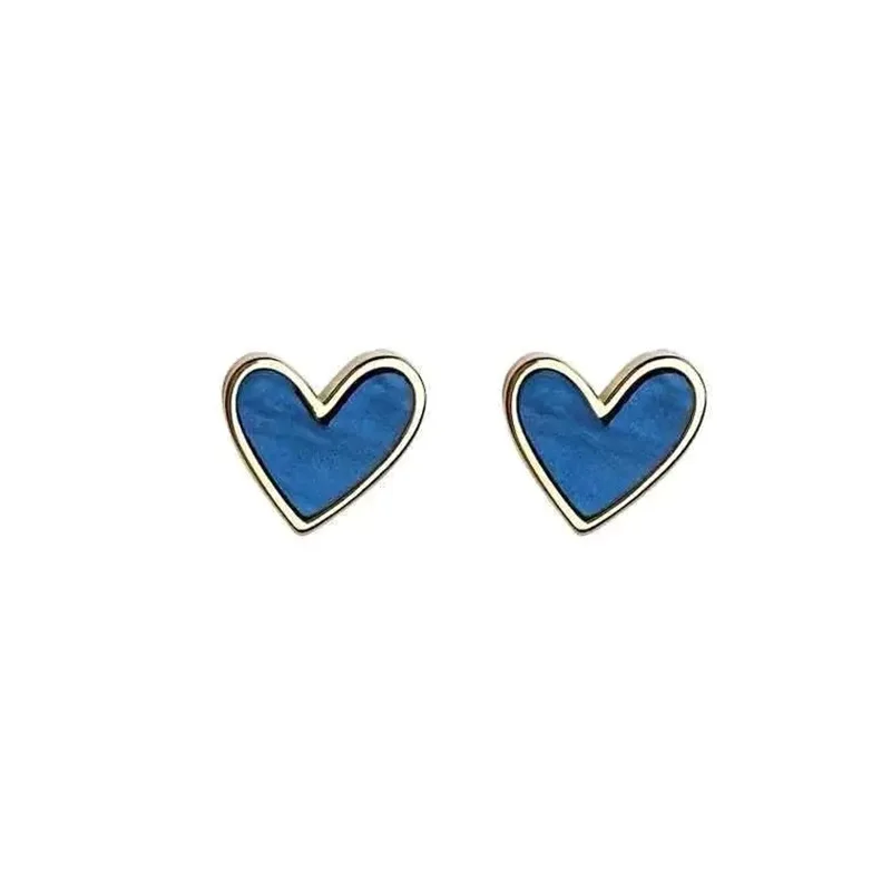 Cute Korean Earrings Heart Bling Zircon Stone Rose Gold Color Stud Earring for Women Fashion Jewelry 2021 New Gift
