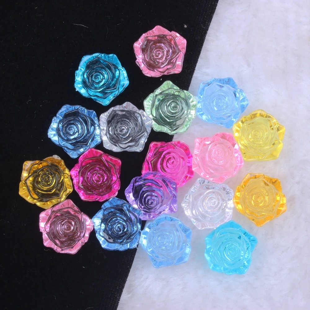 

Rose Flower 18mm 200pcs Many Colors To Choose Half Imitation Pearls Flatback ABS Resin Material Great Clothes Shoes Scrapbooks