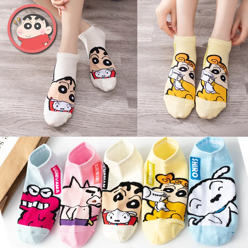 Летние тонкие Гольфы Shin-chan модные Мультяшные мужские носки для спорта на