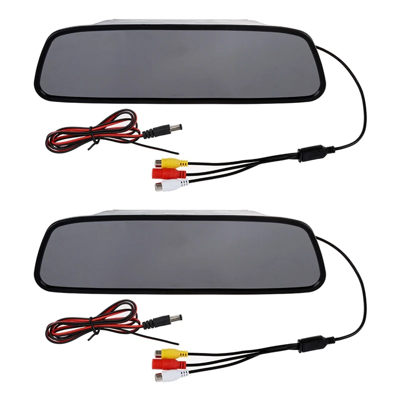 

2X 5 Inch Digital Color TFT LCD Car Rearview Mirror Reverse Monitor For Camera DVD VCR