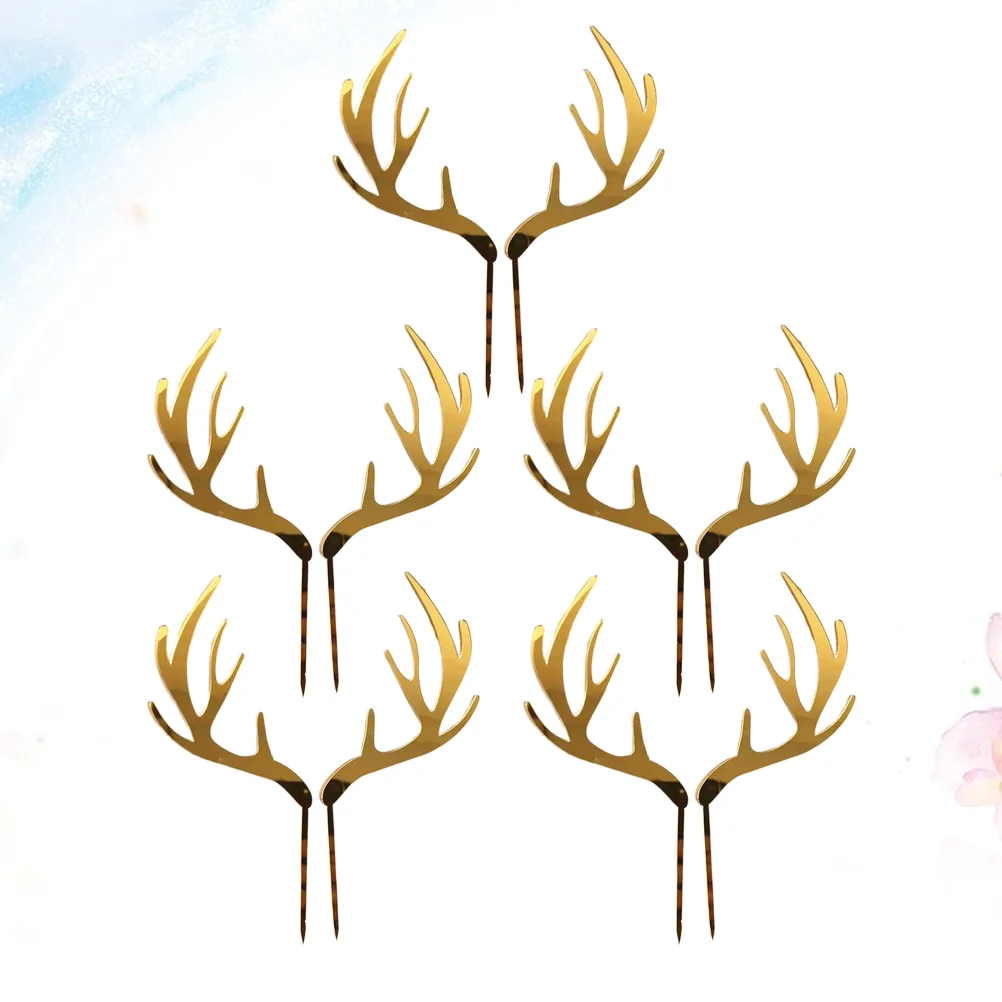 

5 Pcs Appetizer Christmas Antlers Shape Cake Topper Wedding Gift Baby Ceremony Decorations