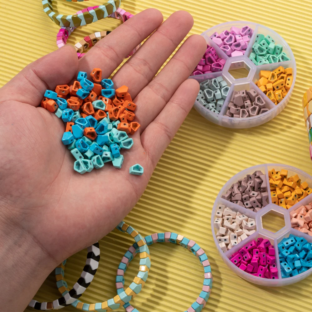 

20Pcs Enamel Beads Newest Bold Triangle Shape Beads for Jewelry Making Handmade Diy Bracelet and Necklace Beads