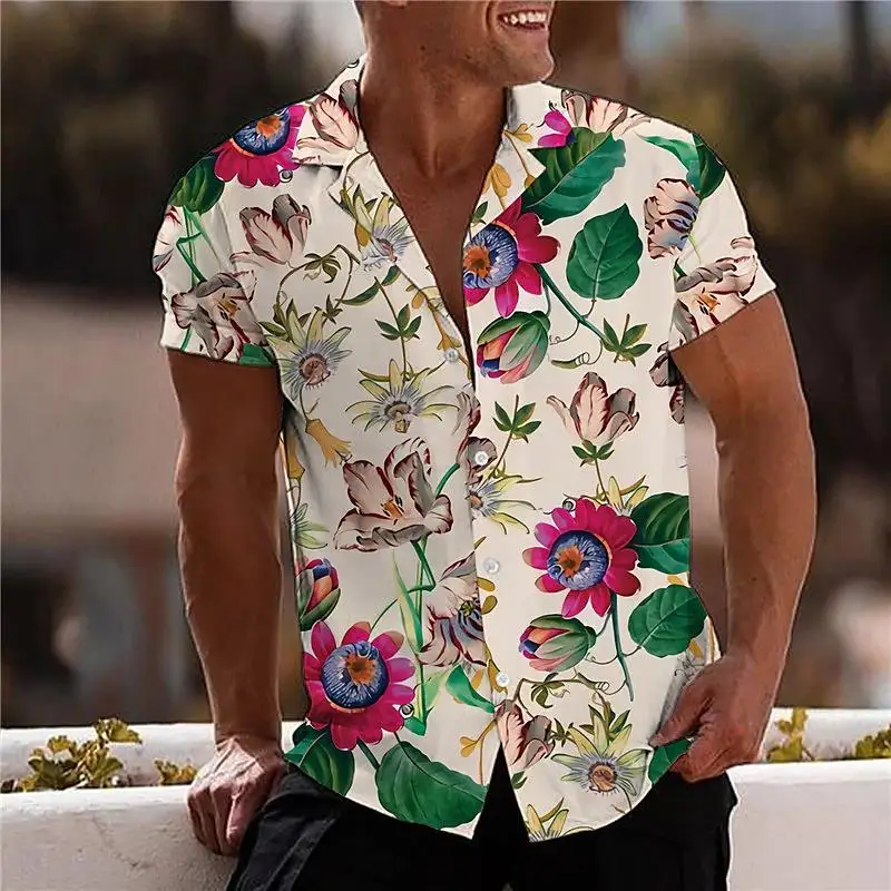 2022 Floral Shirts For Men 3d Print Men's Hawaiian Tropical Shirt Beach Short Sleeve Fashion Tops Tee Shirt Homme Blouse Camisa images - 6