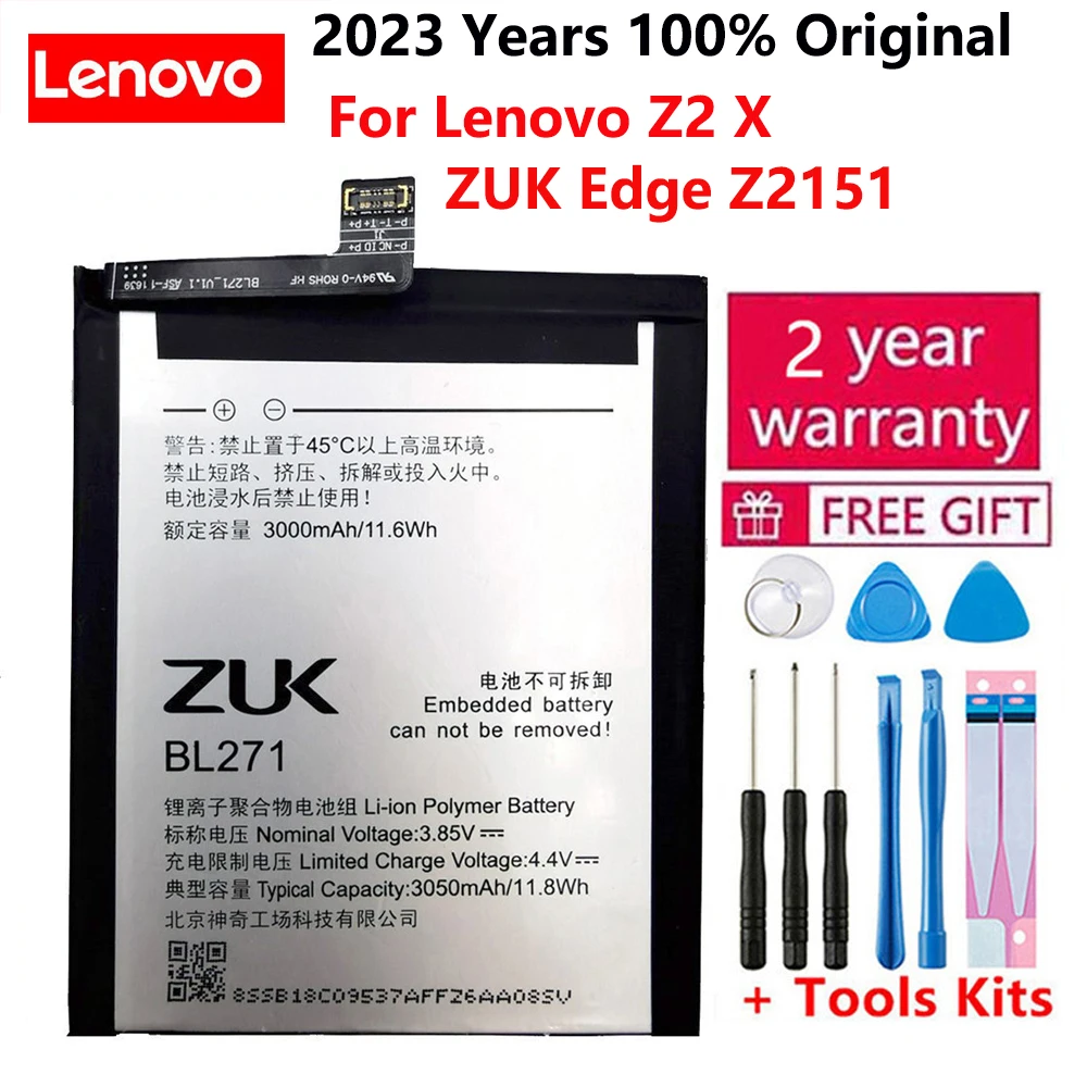 

100% Original Battery BL271 for Lenovo Z2 X/ ZUK Edge Z2151 akku Li-ion 3050mAh Quality Replacement Batteries+Free Tools