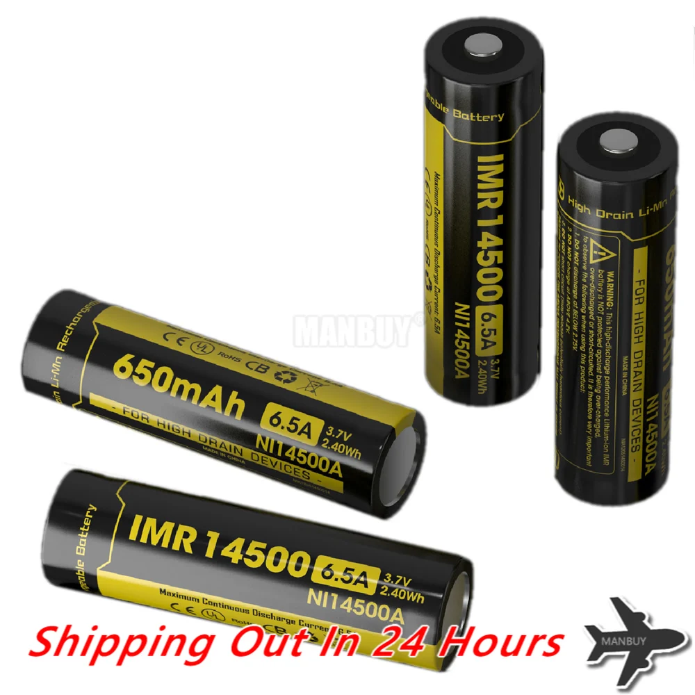 

Перезаряжаемый аккумулятор NITECORE NI14500A IMR14500, 650 мАч, 3,7 А, В, Втч