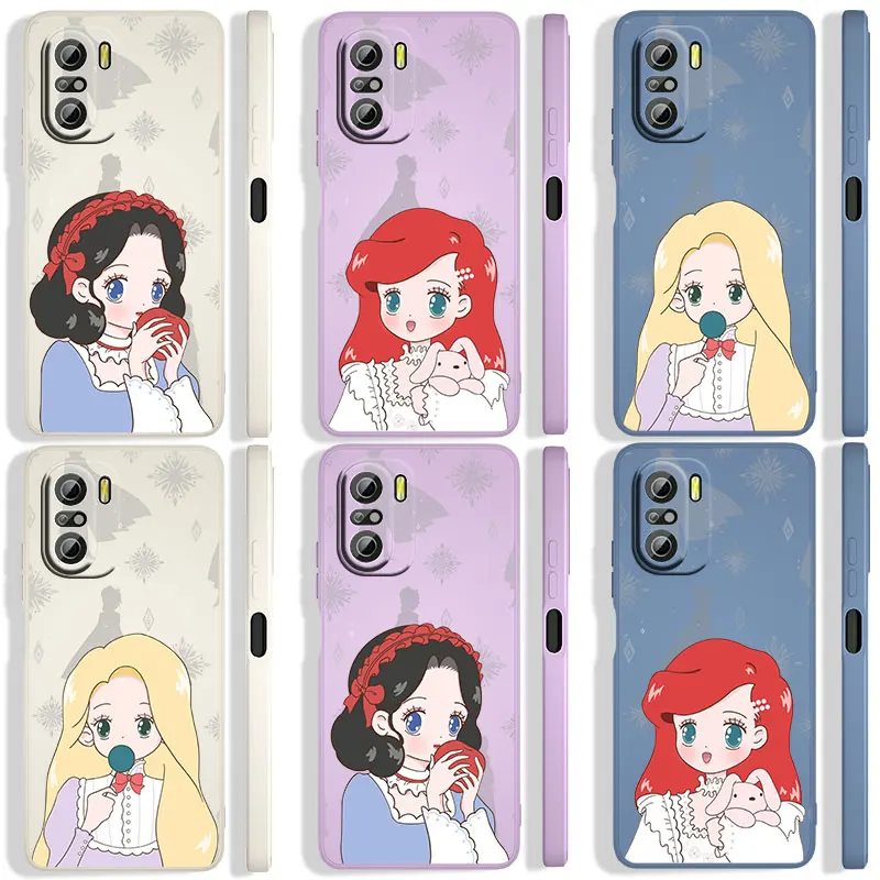 

Disney cartoon princess For Xiaomi Redmi K50 K40 10X 10 9T 9AT 9A 9C 9 8A 8 7 6A 5A Gaming Pro Liquid Rope Soft Phone Case Capa