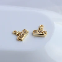 14k gold plated zircon crown shaped flat pendant single sided single closed bracelet necklace diy color preserving handmade jewe