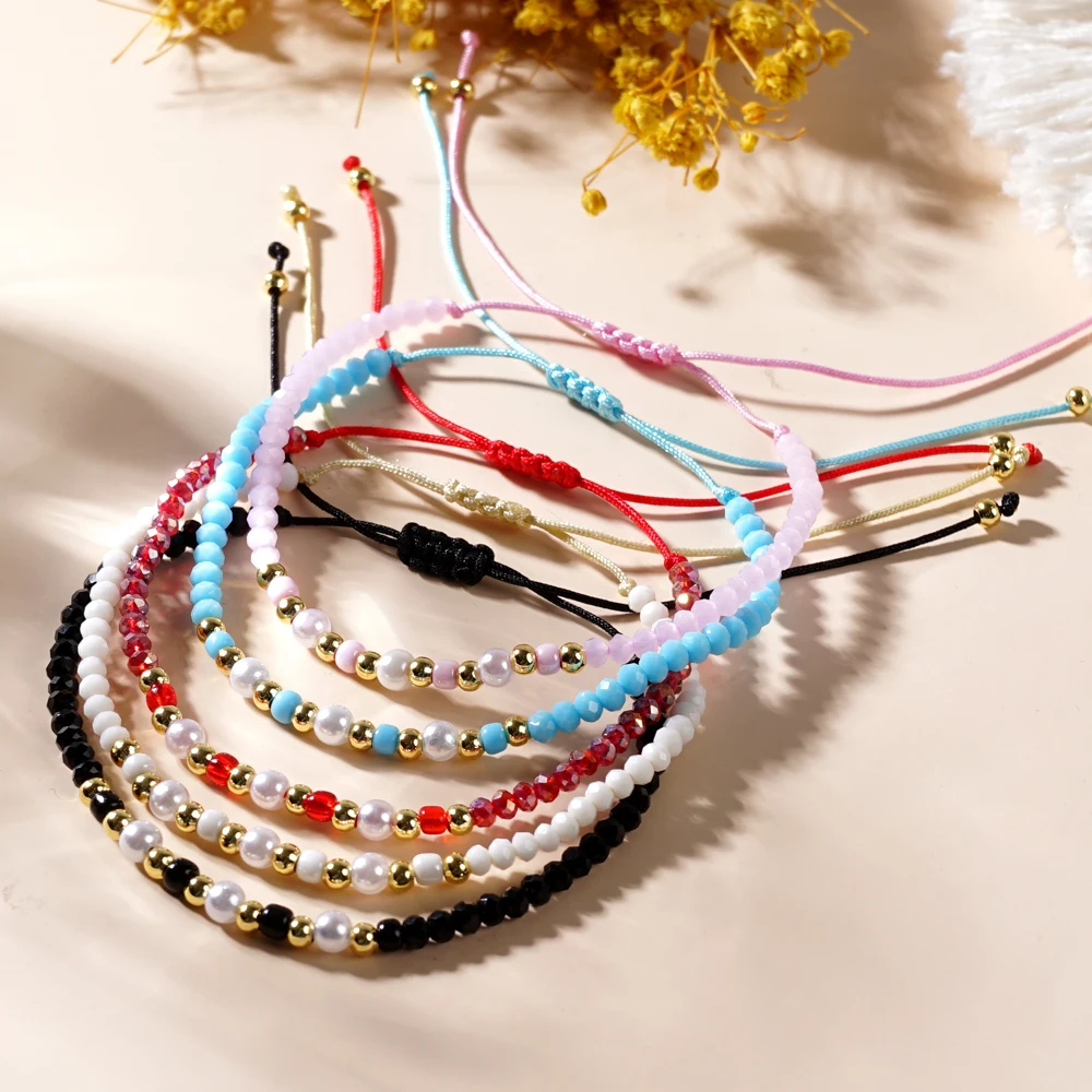 1 шт. 2024 новый дизайн изящные браслеты из бисера с кристаллами цепочка имитацией