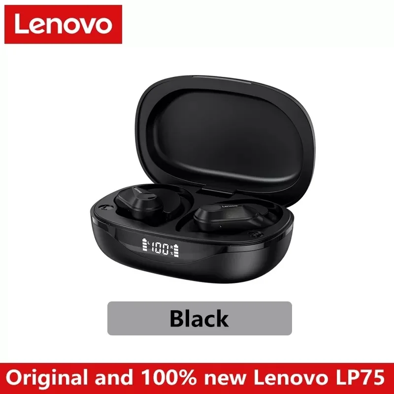 

Оригинальные беспроводные наушники Lenovo LP75 Bluetooth 5,3, Hi-Fi стереонаушники со светодиодным дисплеем и аккумулятором, наушники-вкладыши с микрофоном, Спортивная гарнитура