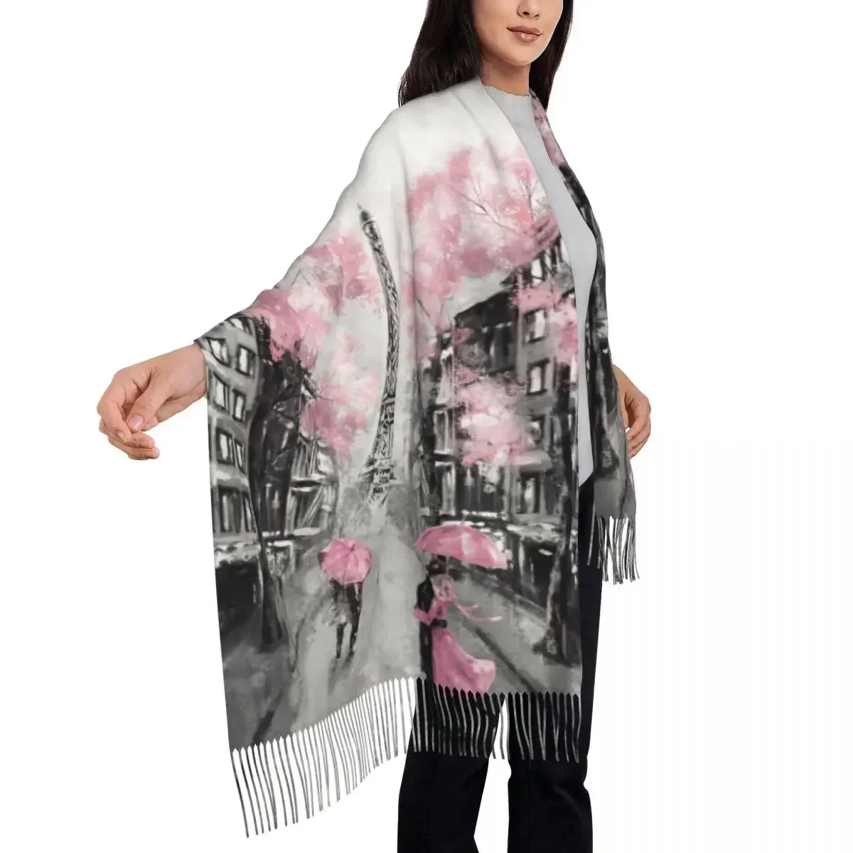 Женский шарф для пар зимние шали с картиной маслом на Французской Эйфелевой