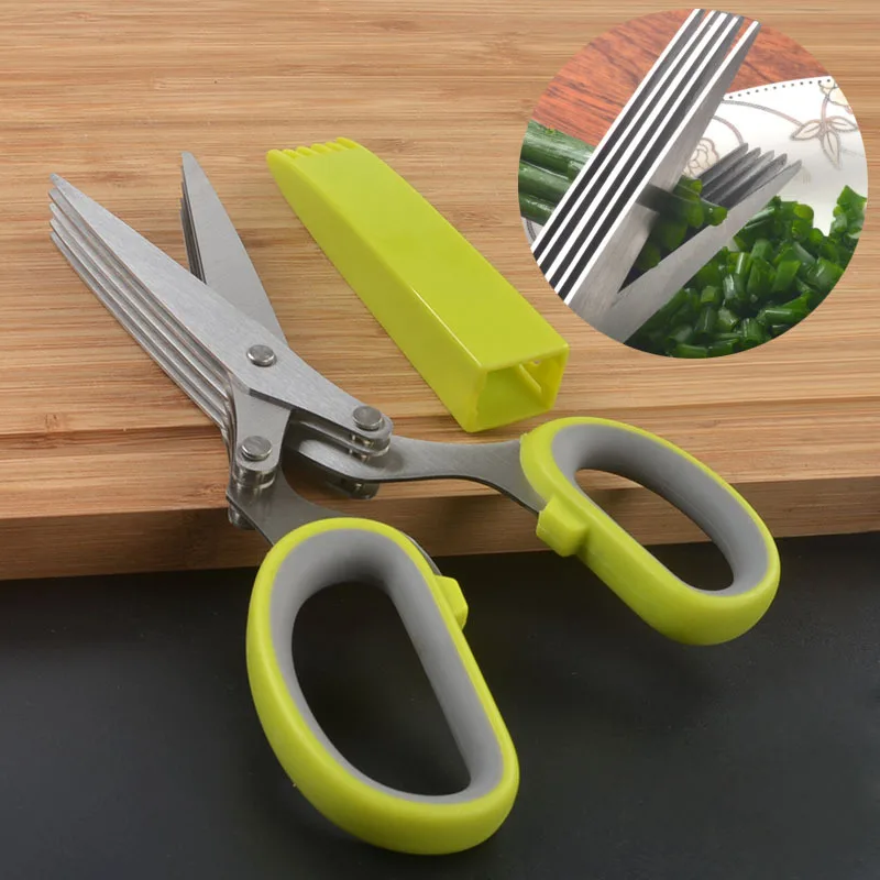 

TJ POP Multipurpose Kitchen Shears with 5 Blades and Cover Stainless Steel 5 Blade Herb Scissors