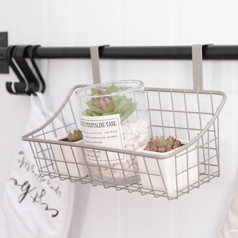 

Multi-function Bedside Hanging Basket Solid Iron Storage Rack Hanging Bathroom Table Drain Basket Organizer For Dormitory