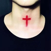 dark neck red cross temporary tattoo stickers men and women waterproof lasting personality cool body art fake tattoo a 6 pattern