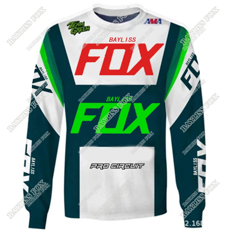 

Bayliss FOX Jersey 2023 Green Motocross Racing Shirt Motorcycle Off-road T-shirt Ride MTB Bicycle Long-sleeve Downhill Summer