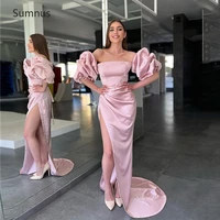 sumnus pink elegant prom dresses 2022 strapless stain high side slit mermaid floor length backless robes de soir%c3%a9e vestidos de g