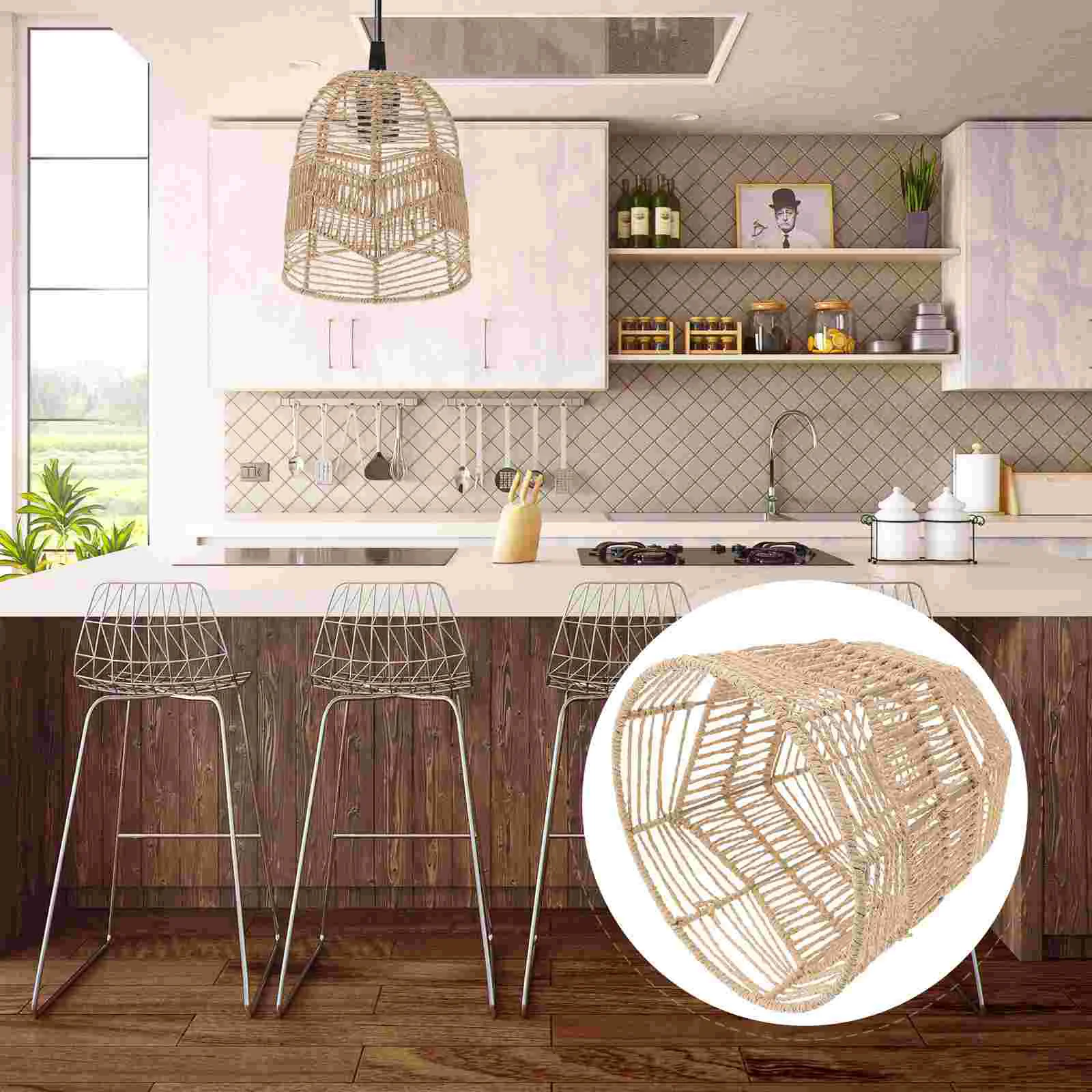 

Lamp Shade Light Lampshade Rattan Cover Wicker Chandelier Pendant Hanging Hängelampe Lampenschirm Lampe Woven Ceiling Wohnzimmer