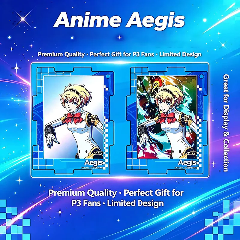 Фото Официальный акриловый брелок-пазл по мотивам Persona 3 The Movie, полный набор, с персонажами Макото Юки и Айгис, аниме-аксессуар №5