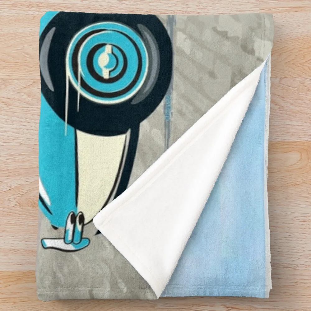 Healey Blue Over Ivory Ah 3000 – In 1959 Launch Promotion Style Weighted Fur Blanket Pom Throw |