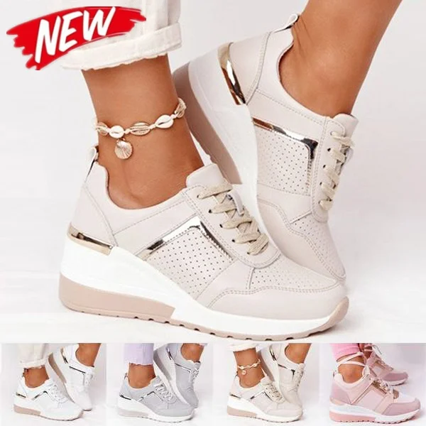 

Fashion Women Sneakers Lace-Up Wedge Sports Shoes Women's Vulcanized Shoes Casual Platform Ladies Sneakers Comfy Females Shoes