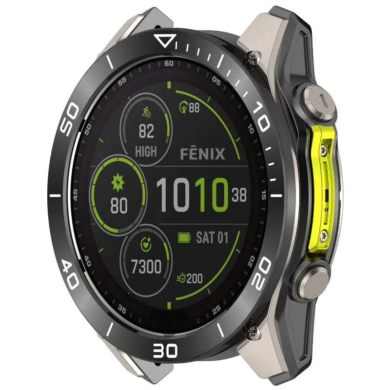 Фото Металлическое защитное кольцо-бампер для Garmin Fenix 8 (43 мм, 47 мм, 51 мм) и Garmin Tactix 8 (47/51 мм) с модной шкалой времени/скорости №2