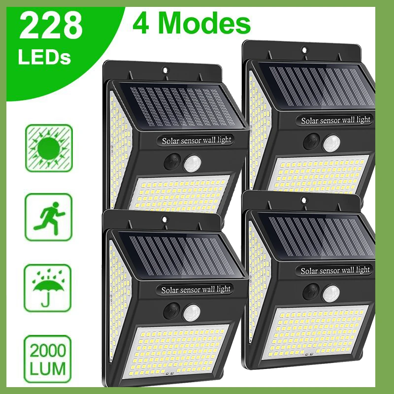 

2022New 144 Solar LED Light Outdoor Solar Light With Motion Sensor Solar Lamp LED Powered Spotlight Sunlight For Garden Decorati