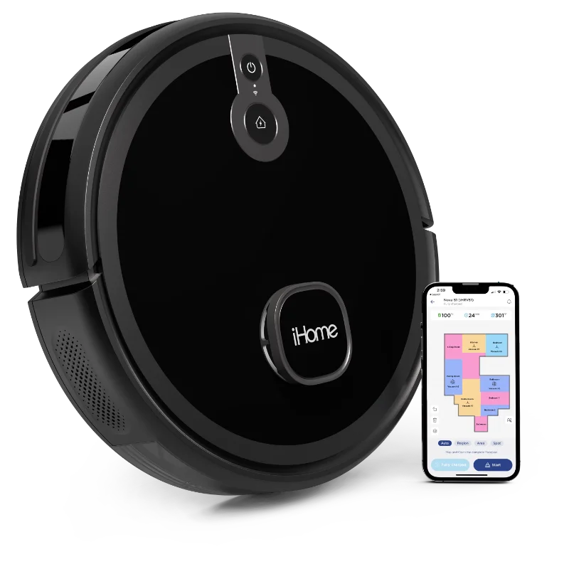 

iHome AutoVac Nova S1 Robot Vacuum with LIDAR Navigation, Customized Cleaning, 150 Min Runtime, 2700pa Suction, Recharge