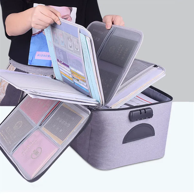 

Home Travel Passport Briefcase Document Storage Bag Organizer Large Capacity Desk Stationery Files Card Folder Tool Case Handbag