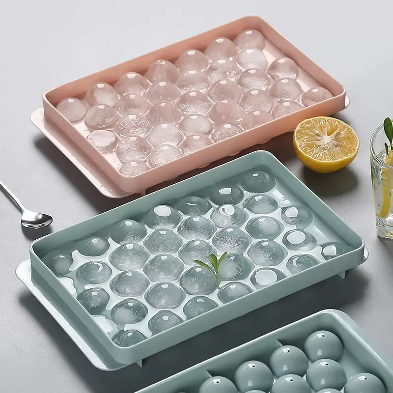 

2023NEW Round Ice Tray with Lid Plastic Ice Cube Mold Refrigerator Spherical Large Ice Mold Ice Box Kitchen Tools Icemaker