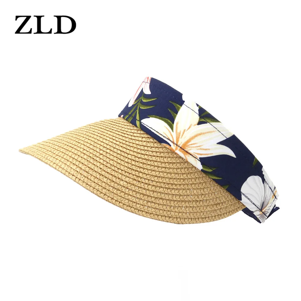 

ZLD Summer Panama Fashion Straw Hat Empty Top Sun Cap Portable Beach Casual Outdoor Sports Fishing Vacation Beach Chapeau