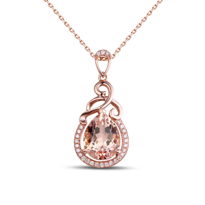 

18K Rose Gold Elegant Water Drop Necklace Pendant Temperament Gemstone Luxury Jewelry Valentine's Day Gift Wedding Party