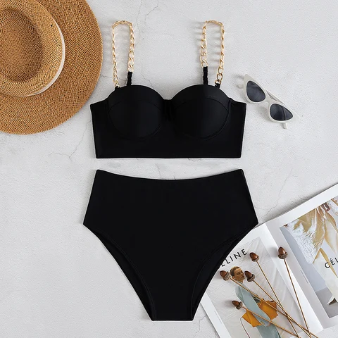2023 Sexy Brazilian Bikini Set High Waist Black Printed Women Swimwear Push Up Bikinis Swimsuit Female Biquini Bathing Suit