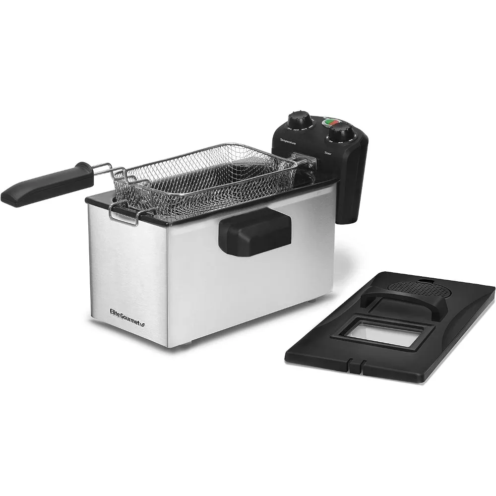

EDF-3500 Electric Immersion Deep Fryer. Removable Basket, Timer Control Adjustable Temperature,Stainless Steel,3.5 Quart /14 Cup