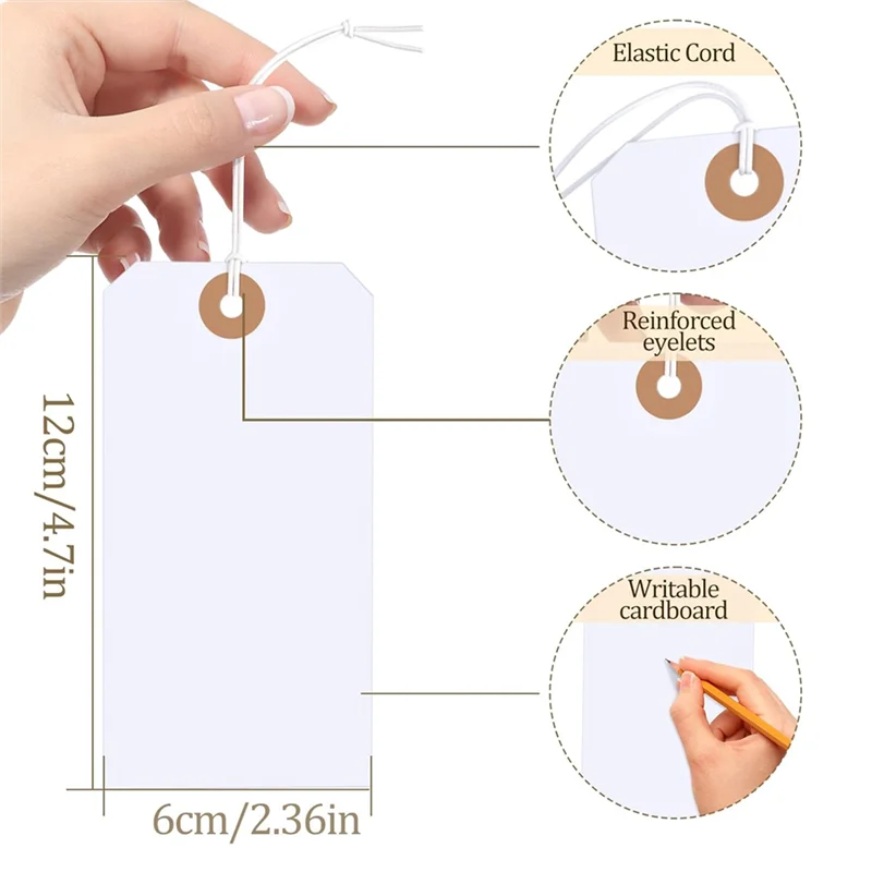 QWE-120 шт. подарочные бирки с эластичной веревкой, пустые транспортировочные бирки, большие маркировочные подарочные пакеты, бирки, записываемые ценники, бирка для инвентаря (art.: 3920d0ccd0259) - 3920d0ccd0259