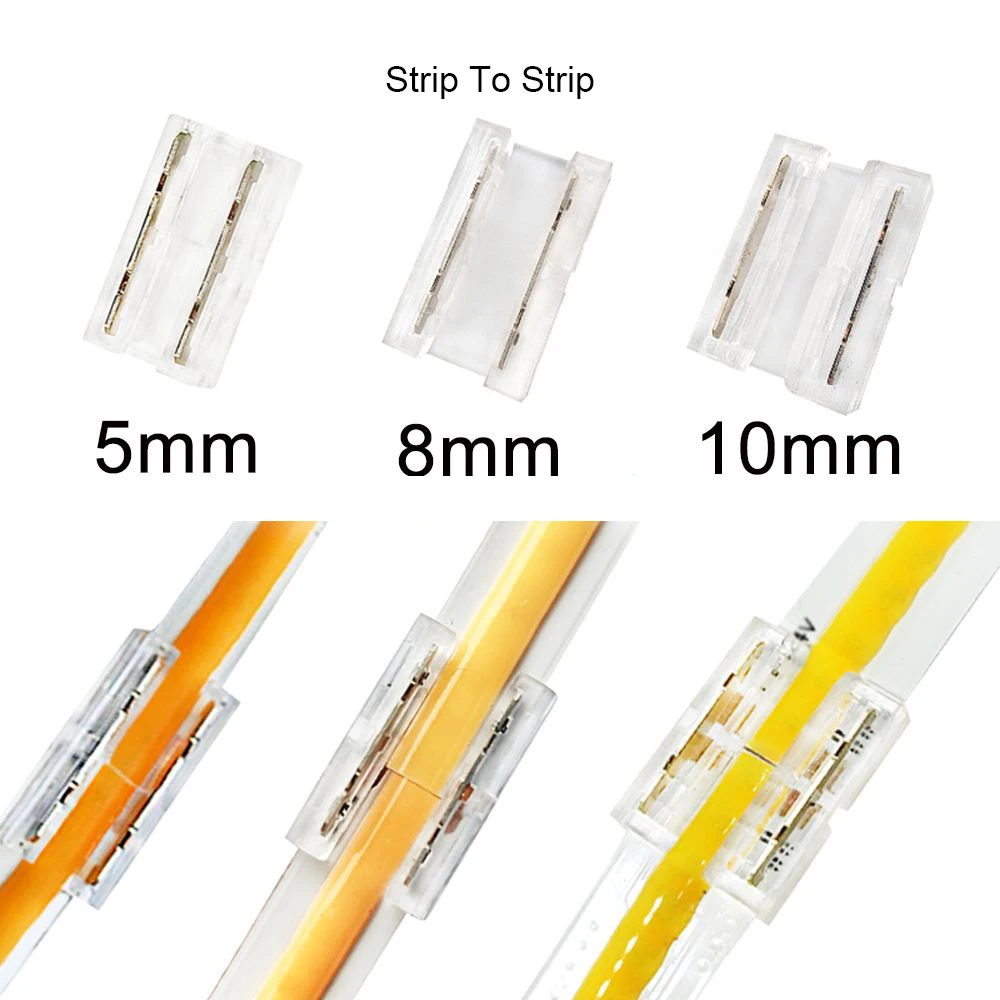 

2-контактный разъем COB LED, ширина 5 мм, 8 мм, 10 мм, полоса провода, угловой разъем питания для одноцветной светодиодной ленты COB, 5 шт.