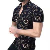 mens short sleeve shirts male social luxury black shirts man designer clothes hawaiian fashionable elegant classic summer shirt