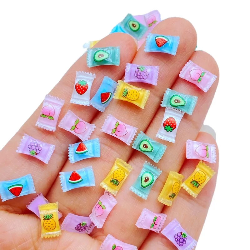 

50pcs New Resin Cute Cute Mini Candy Flat back Stone Applique Figurines DIY Wedding Scrapbook Manicure Accessories