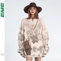 made extreme brand fashion street retro graphic knitted sweater mens oversized sweater autumn korean fashion mens clothing