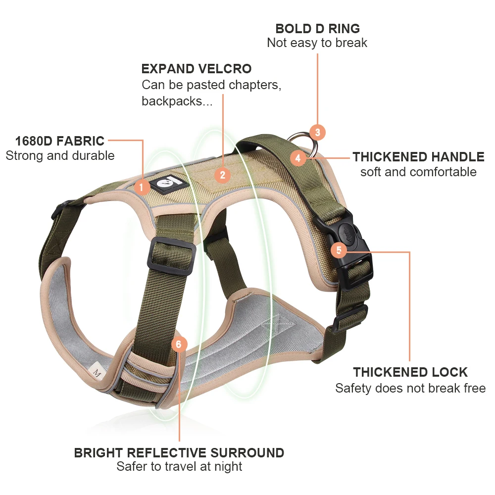 Dog harness K9 Nylon Reflective No Pull Adjustable Safety For Medium Large Harnesses Vest husky Labrador Pet dog supplies |