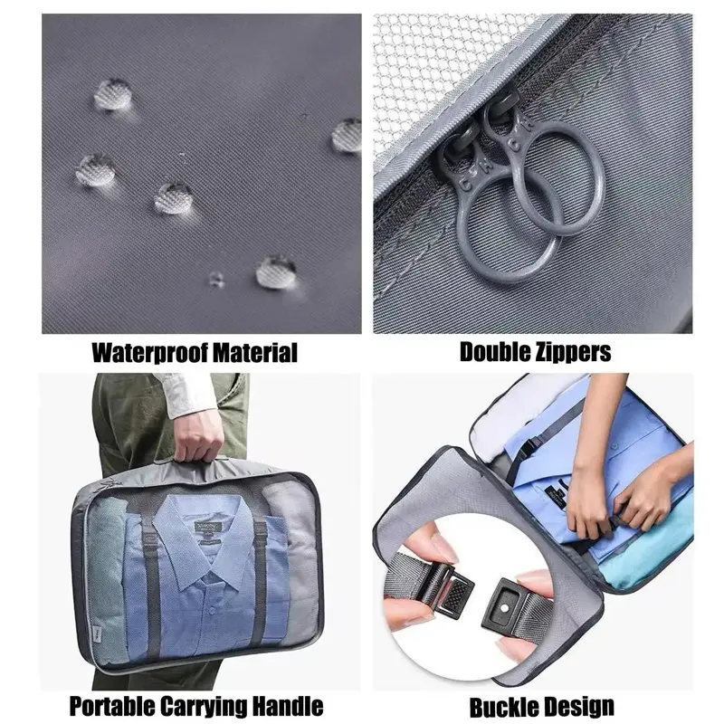 Travel Cubes Set, 8Pcs Lightweight packing cubes, Travel Luggage Organizer Bag Set for Travel Accessories,Gray