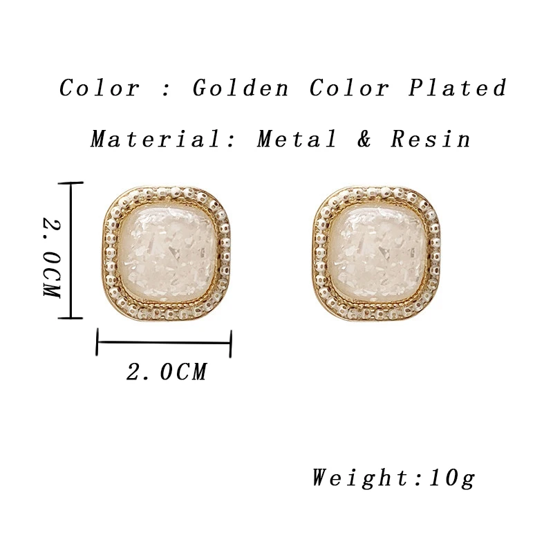 Модные Геометрические Квадратные серьги-гвоздики для женщин простые белые