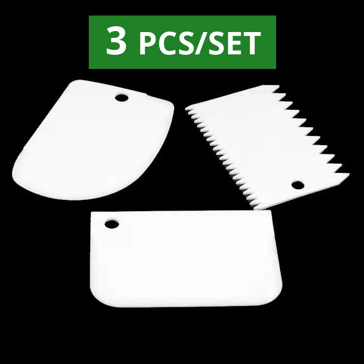 

3pc Plastic Cake Cream Spatula Dough Butter Batter Scraper Baking Tools For Home Baking Cutting Tools Kitchen Gadgets
