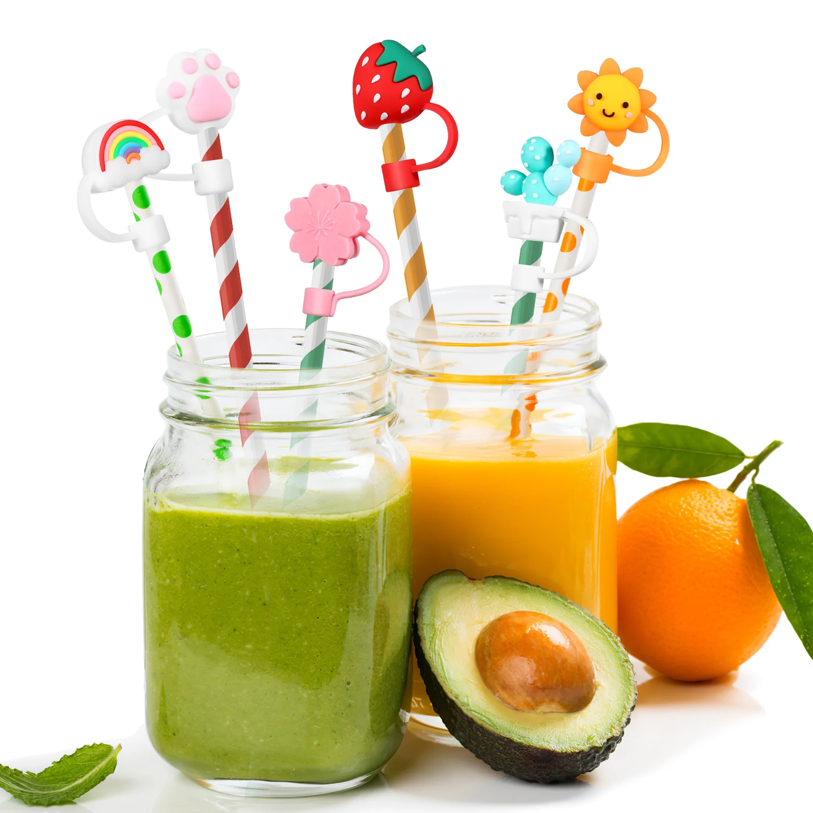 

Straw Dust Plug Reusable Cover Covers Caps Decor Straws Stoppers Tips Silicone Tumblers Cartoon