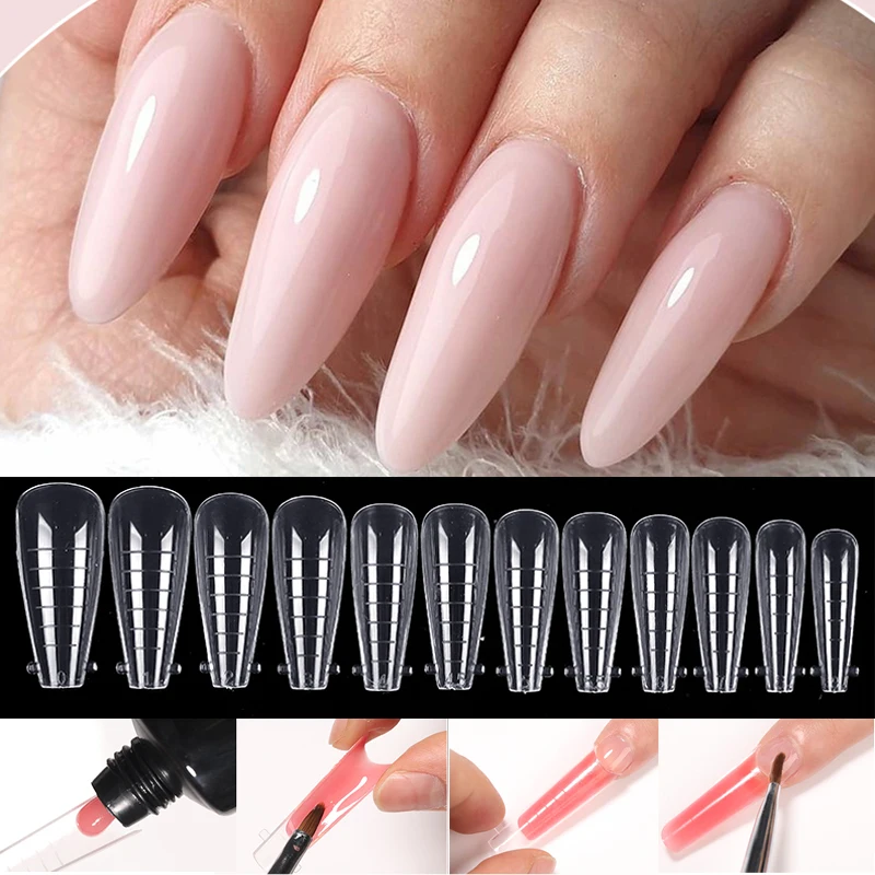 

60Pcs Extension False Nail Tips Full Cover Sculpted Nail Tips Fake Finger UV Gel Polish Assistant Tools Quick Building Mold