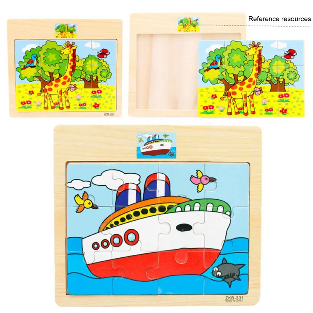 

Practical Cartoons Puzzle Eco-friendly Colorful Children Intellectual Building Puzzle Toy Wooden Jigsaw Wooden Puzzle 1 Set