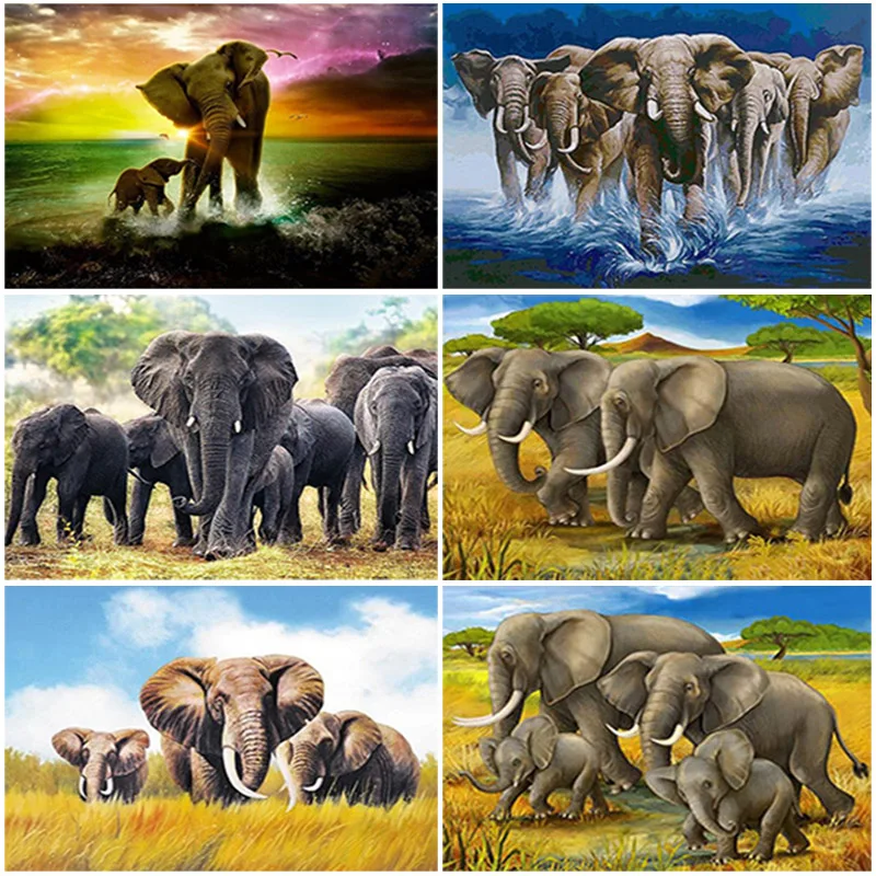 

DIY Elephant 5D Diamond Painting Full Square Drill Resin Animal Diamond Embroidery Cross Stitch Kits Wall Art Home Decor Gift