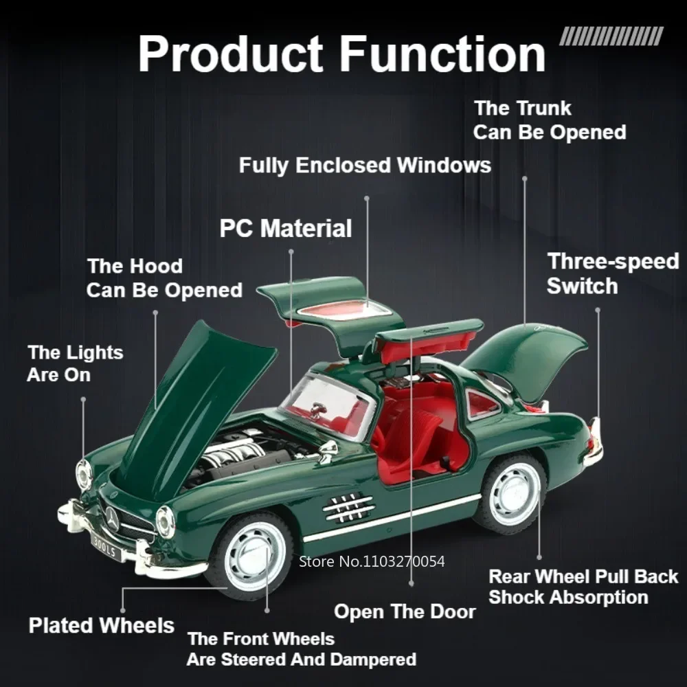 1:32 Масштаб 300SL автомобили литые модели игрушек из сплава 4 двери открытые звуки