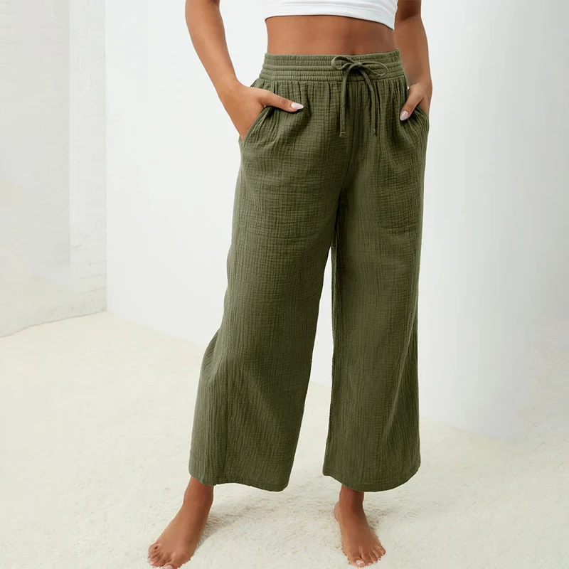 Женские брюки из 100% хлопка и Марли, женские брюки с завышенной талией и шнуровкой, женские спортивные брюки в стиле Харадзюку