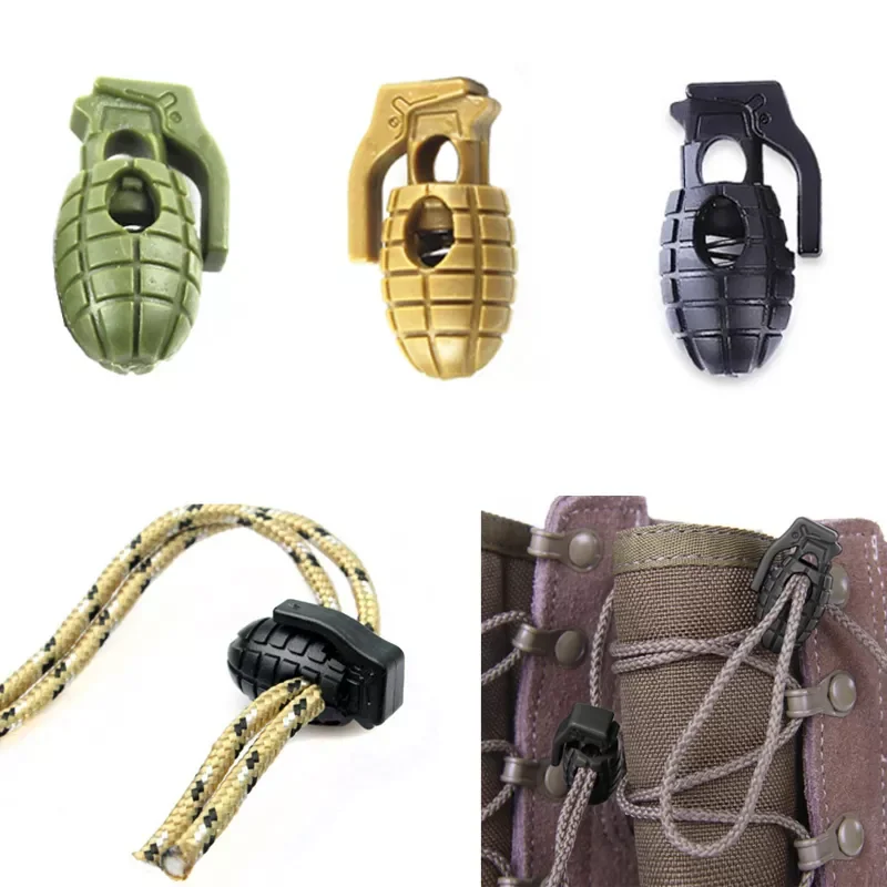 

Paracord Hike Outdoor Clip Grenade Buckle Shoelace Shoe Lace Rope Clamp Lock Camp Stopper Survive Cord