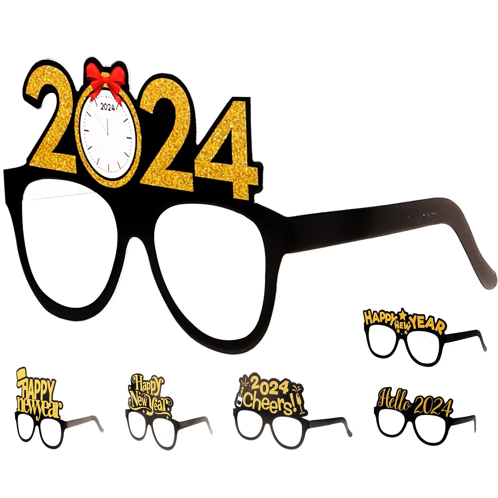 

6pcs New Year 2024 Eyeglasses Paper Glasses New Year Glasses Party Eyeglasses Novelty Glasses